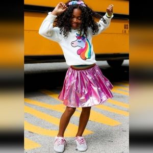Lola and the boys foiled hot pink Skirt